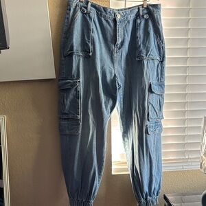 Forever 21 Blue Ankle Cargo Jeans